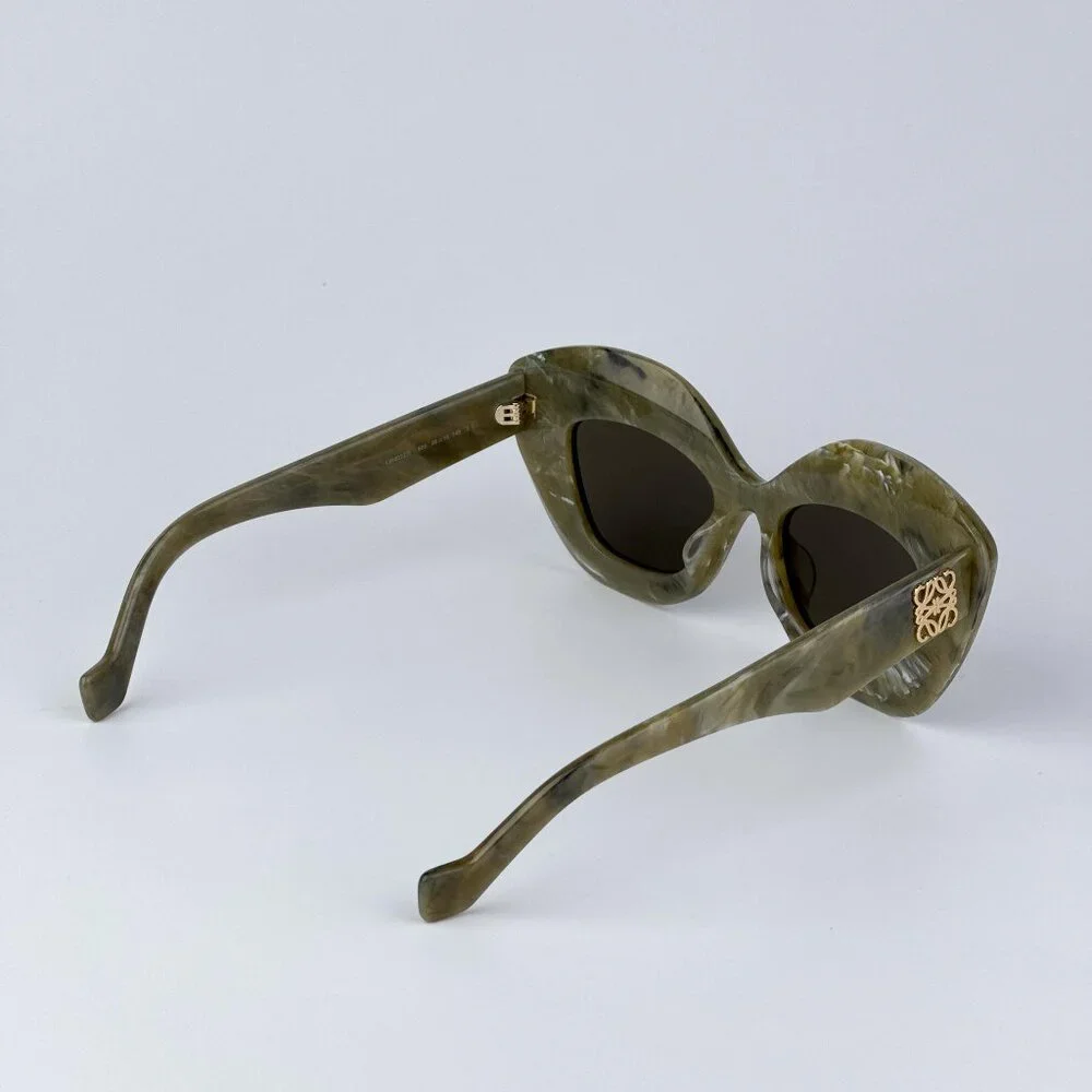 Loewe ANAGRAM LW40127I 60E Women NEW AUTHENTIC Sunglasses Green Brown Cat Eye